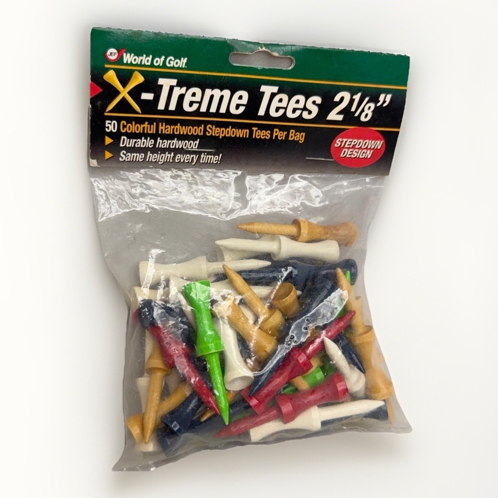 Jef World of Golf X-Treme Tees 2 1/8" 50 Pk Hardwood Stepdown Mixed Colors New